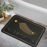 Black & Gold Leaves Anti_Slip Bath Mat