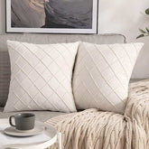 Pack of 2 Diagno Ivory Velvet Cushions