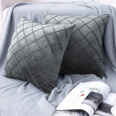 Pack of 2 Diagno Grey Velvet Cushions