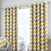Multi Chevrons Digital Printed Curtain Pair