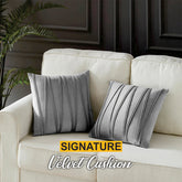 Pack of 2 Streak Silver Grey Velvet Cushions
