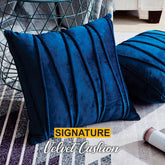 Pack of 2 Streak Navy Velvet Cushions
