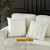 Pack of 2 Streak Ivory Velvet Cushions