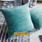 Pack of 2 Streak Teal Velvet Cushions