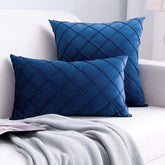 Pack of 2 Navy Pleated Velvet Cushions