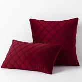 Pack of 2 Maroon Pleated Velvet Cushions