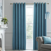 Teal Grey Velvet Curtain Pair