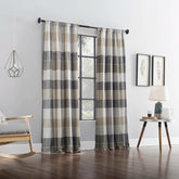 Plaids Digital Printed Curtain Pair