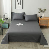 Charcoal Grey Solid Dyed 3Pcs Flat Sheet Set