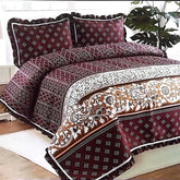 Bloom Brown 3Pcs Printed Bedspread Set