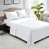 White Solid 3Pcs Flat Sheet Set