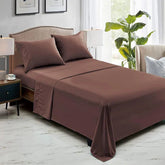 Brown Solid Dyed 3Pcs Flat Sheet Set