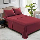 Maroon Solid Dyed 3Pcs Flat Sheet Set