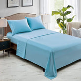 Sky Blue Solid Dyed 3Pcs Flat Sheet Set