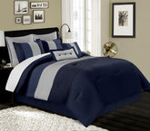 Denim Blue Pleated 6Pcs Quilt Cover Set