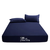 Blue Solid Fitted Sheet Set
