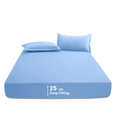 Sky Blue Solid Fitted Sheet Set