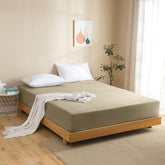 Beige Solid Fitted Sheet Set
