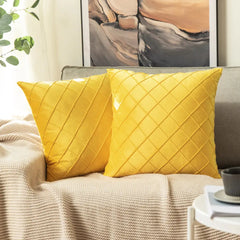 Diagnol Gold Velvet Cushions (02 Pcs)