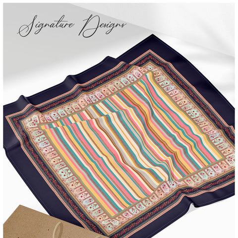 Prism Stripes Silk Printed Scarf 39x39 Inch