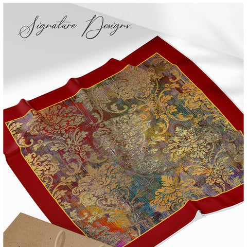 Damask Silk Printed Scarf 39x39 Inch