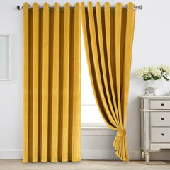 Yellow Gold Velvet Curtain Pair