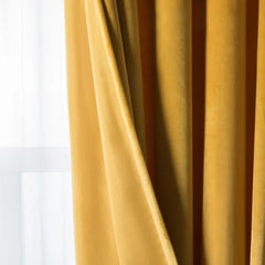 Yellow Gold Velvet Curtain Pair