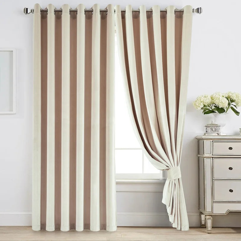 Ivory Velvet Curtain Pair