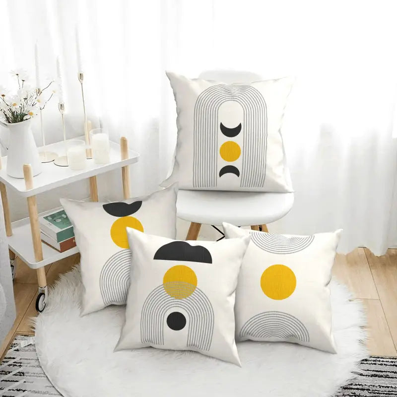 Pack of 4 Abstract Geo Printed Cushion Covers