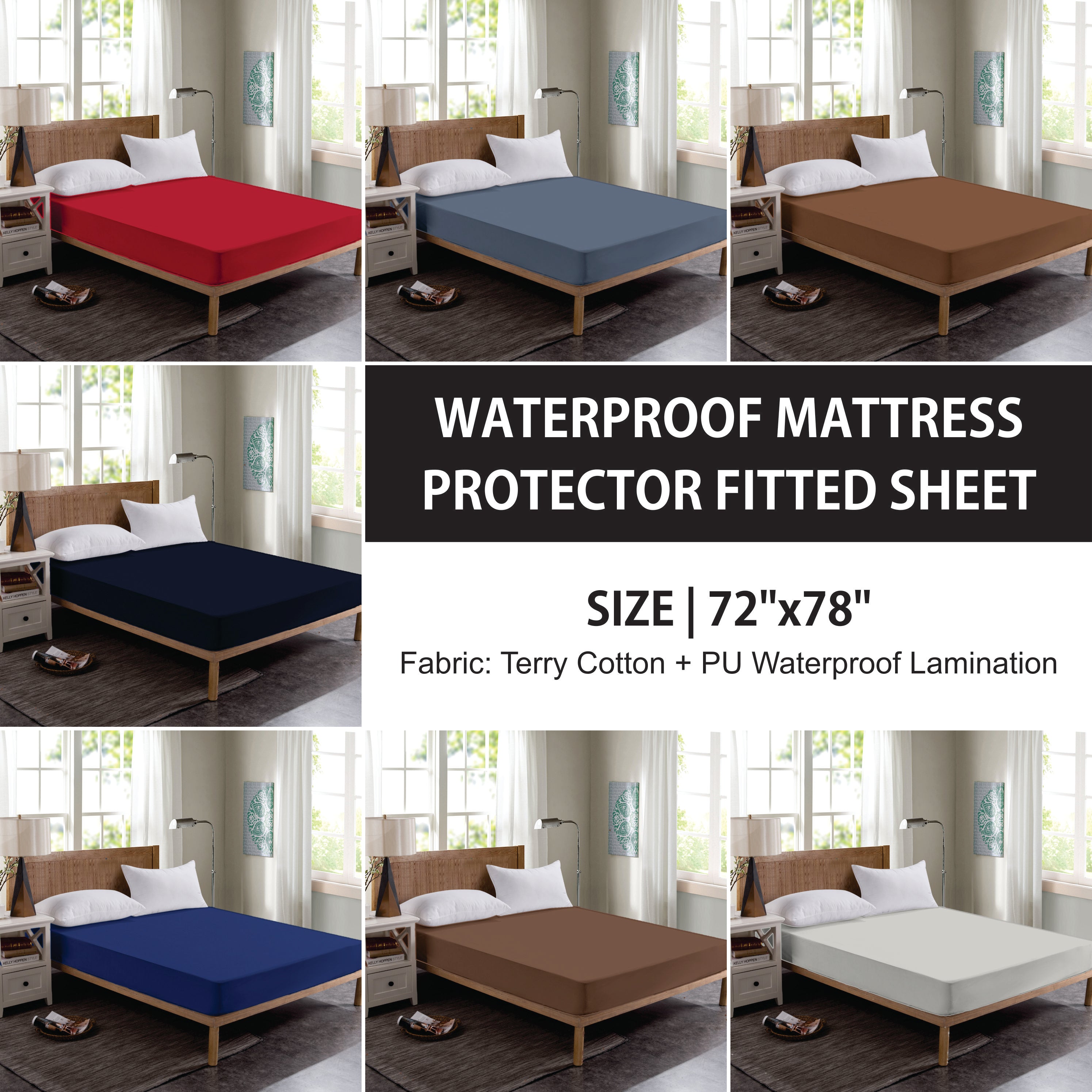 Terry Cotton Waterproof Mattress Protector – Brown