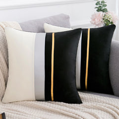 Pack of 2 Embellished Velvet Cushions Black