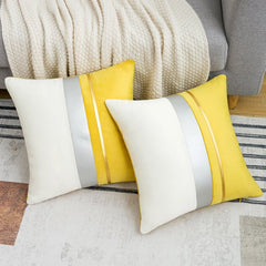 Pack of 2 Embellished Velvet Cushions Yellow Gold