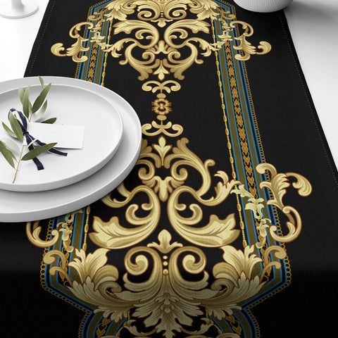 Royal Black Digital Printed Table Runner
