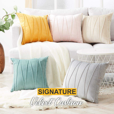 Pack of 2 Streak Silver Grey Velvet Cushions
