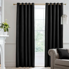 Black Velvet Curtain Pair