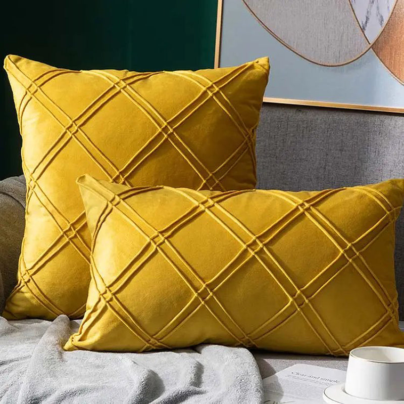 Sunlit Pleated Velvet cushions (02 Pcs)