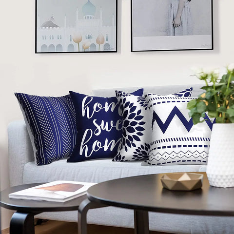 Pack of 4 Home Sweet Printed Cushion Covers