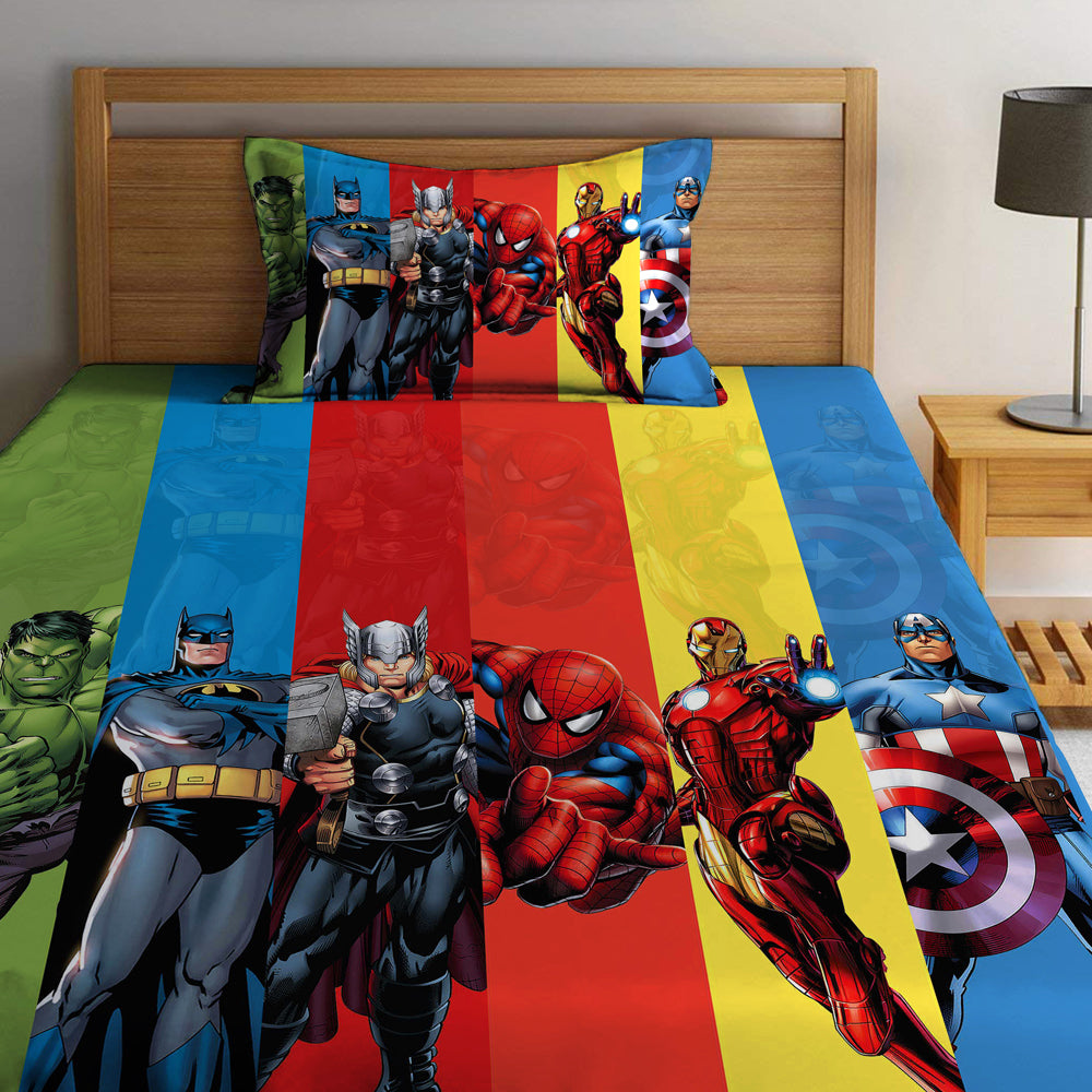 Super Heroes Digital Printed Bed Sheet