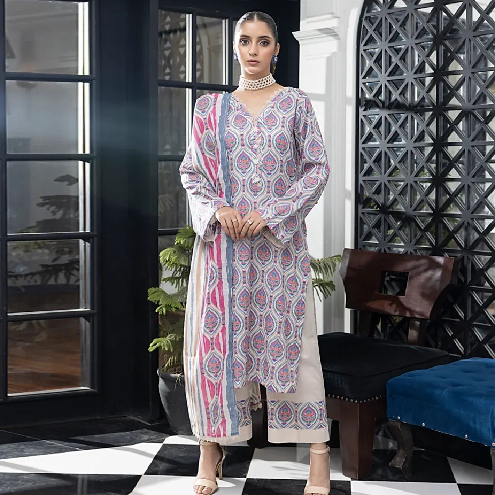 Unstitched 3Pcs Printed Lawn – DSNV1709