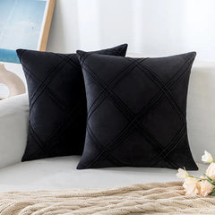 Black Pintuck Velvet cushions (02 Pcs)