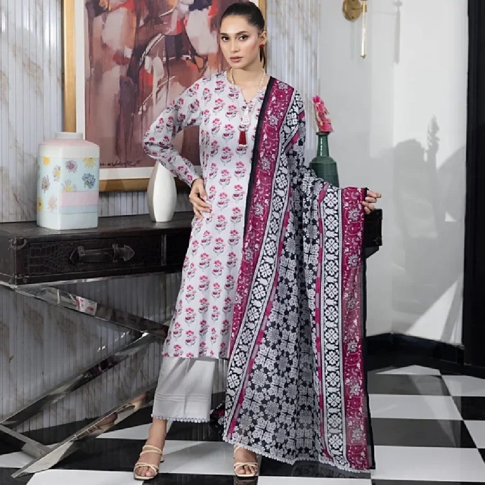 Unstitched 3Pcs Printed Lawn – DSNV1707