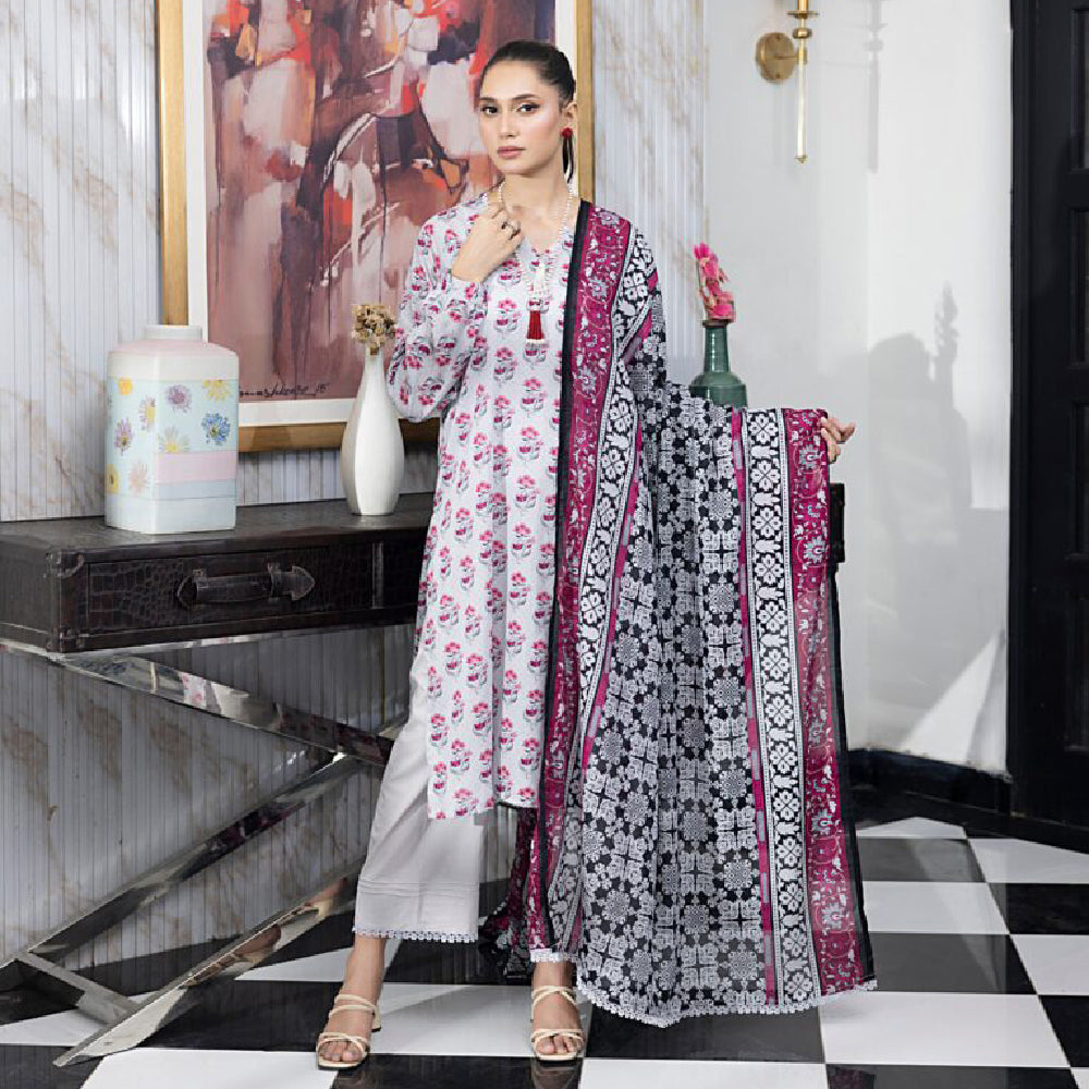 Unstitched 3Pcs Printed Lawn – DSNV1707