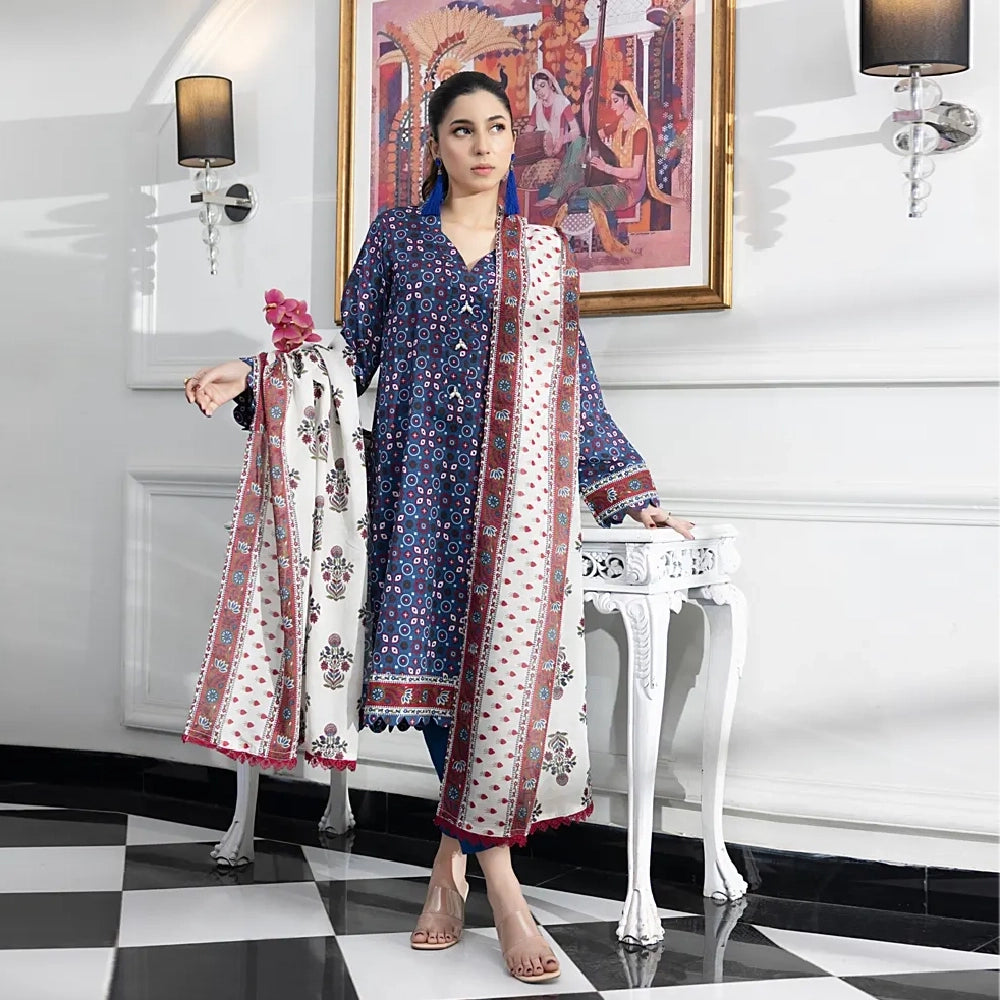 Unstitched 3Pcs Printed Lawn – DSNV1713