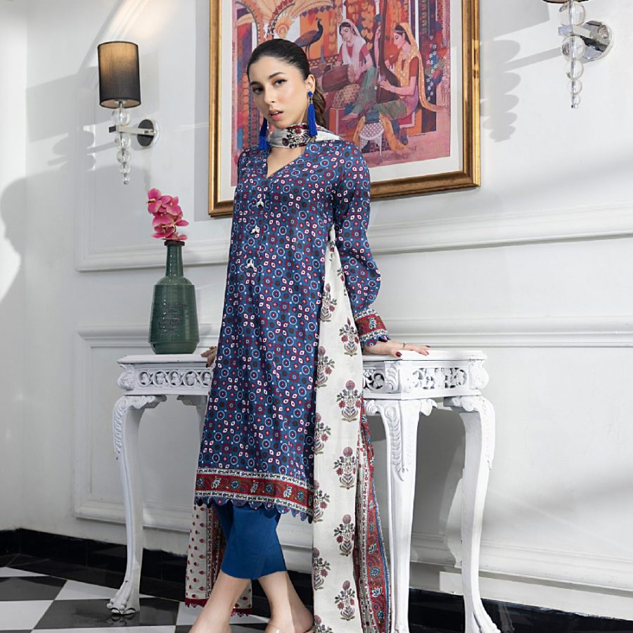Unstitched 3Pcs Printed Lawn – DSNV1713