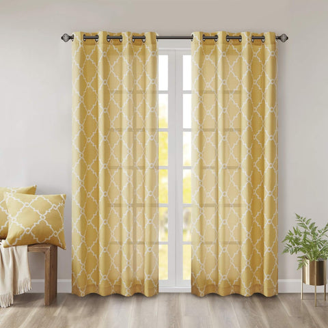 Ornate Yellow Digital Printed Curtain Pair
