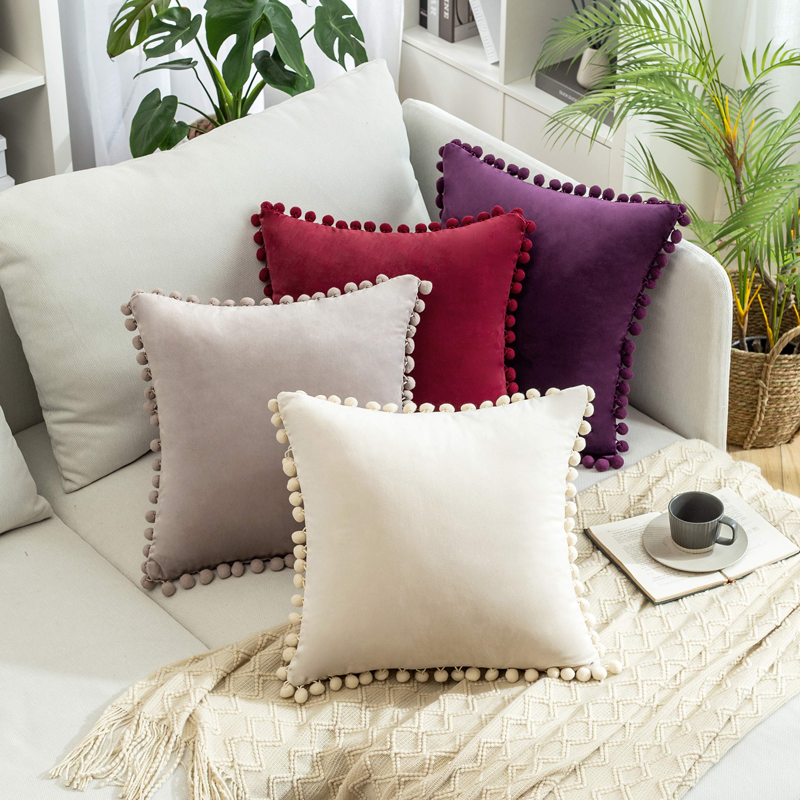 Multicolor Beads Velvet cushions (04 Pcs)