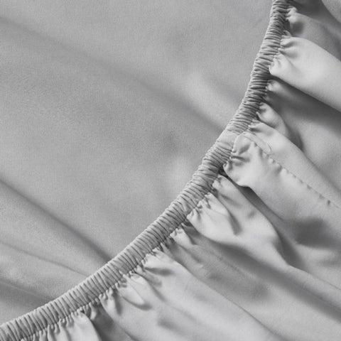 Silver Grey Solid Fitted Sheet Set