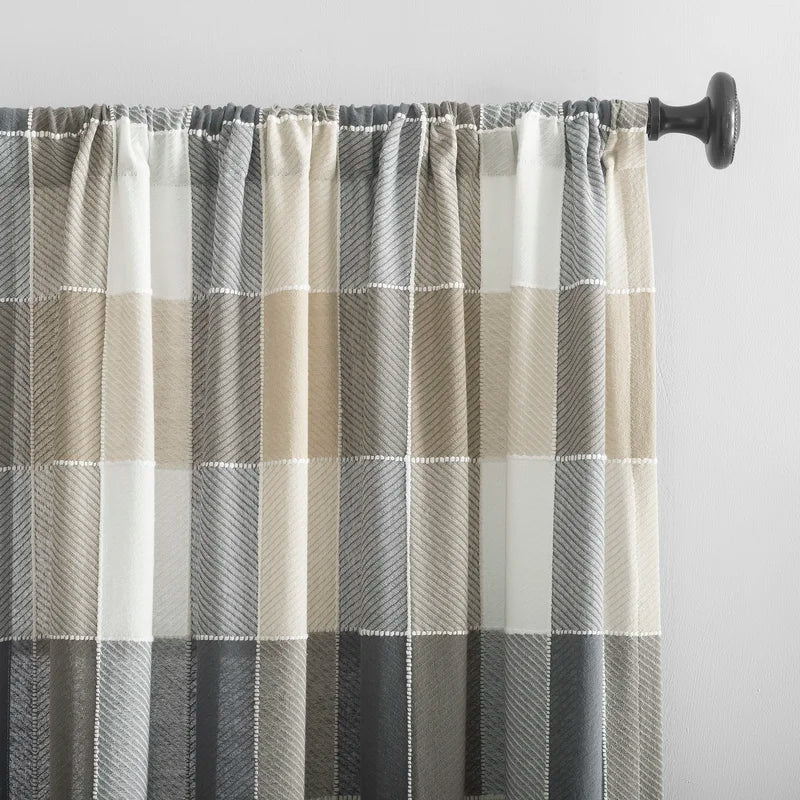 Plaids Digital Printed Curtain Pair