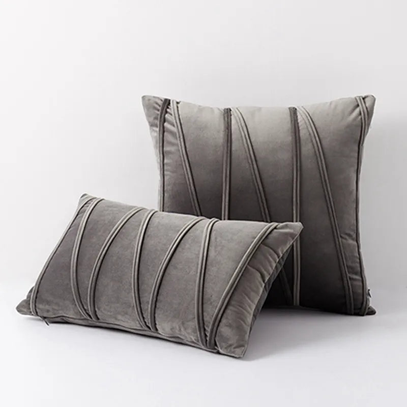 Grey Streak Velvet cushions (02 Pcs)