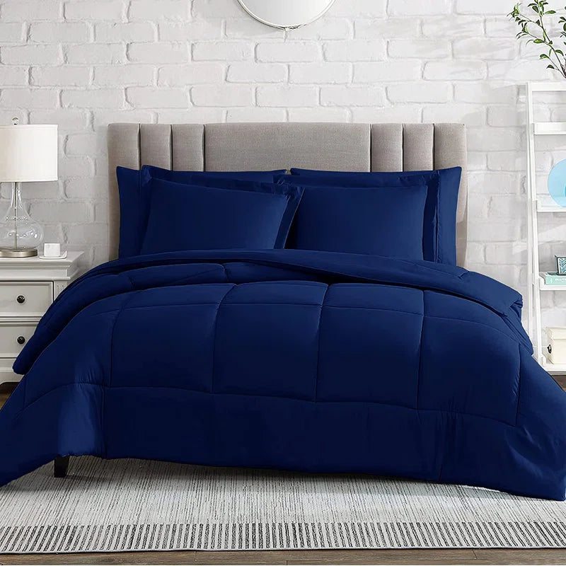 Navy Blue 6Pcs 400GSM Winter Comforter Set